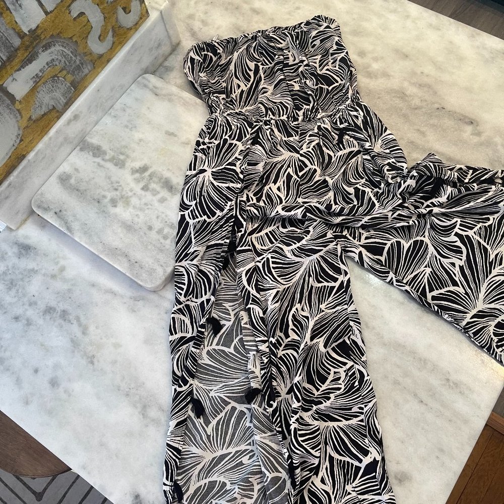 Blue Island Strapless Floral Split Leg Jumpsuit